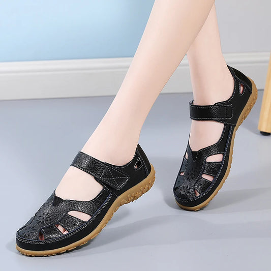 Summer Flat Women's Shoes PU Leather Beach Sandals Outdoor Casual Slippers Large Size Women Sandals Fashion New Loafer