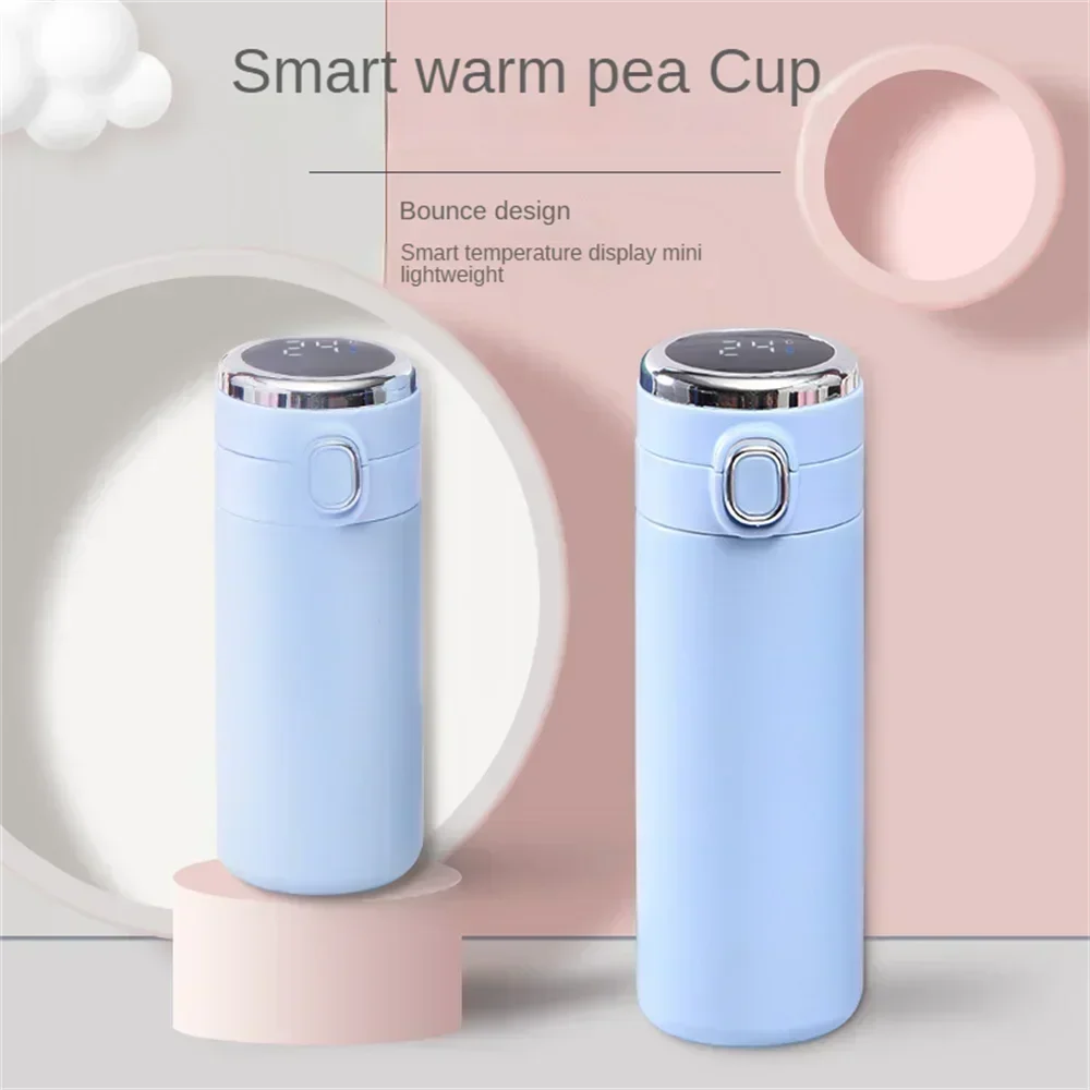 Fashionable pea cup, 304 stainless steel smart insulated cup, mini bouncing lid sports home water cup