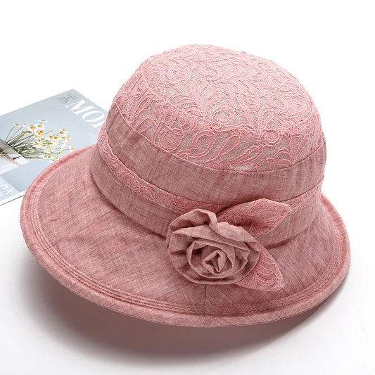 Middle-aged Woman's Cap Summer Sun Shade Mother Hat Spring and Autumn Thin Section Big Brimstone Hats Elegant Old Man Caps