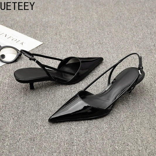 Designer Summer Low Heel Women Sandals Fashion Pointed Toe Shoes Ladies Elegant Stripper Party Sandalias