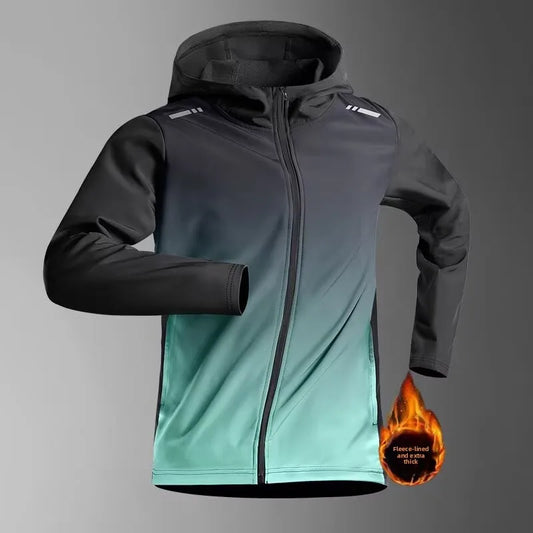 Men's Running Jacket Windproof Training Sportswear Fleece-lined Quick-dry Outdoor Hooded Cycling Autumn Spring Winter