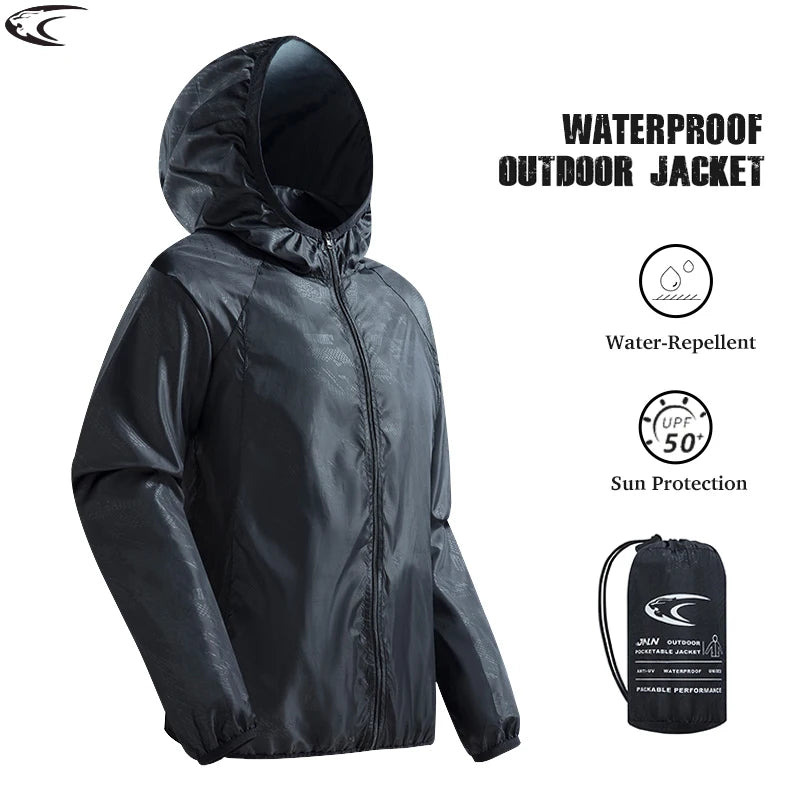 LNGXO Men's Women's Waterproof Hiking Jacket Quick Dry Sun Protection Windbreaker Camping Hunting Climbing Outdoor Rain Coat