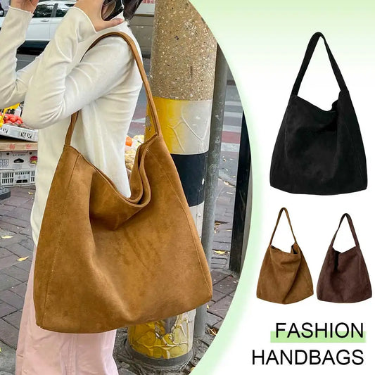 Women Underarm Bag Fashion Tweed Fabric Large Capacity Shoulder Bag Retro Classic Purse for Daily Office Use Solid Color Handbag