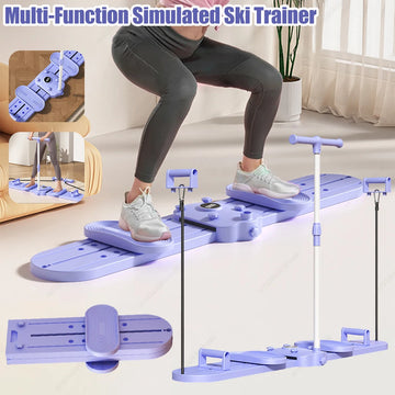 Foldable Fitness Ski Machine Ski Trainer with Handle and Pull Rope Pelvic Floor Muscle Exercise Equipment for Full Body Workout