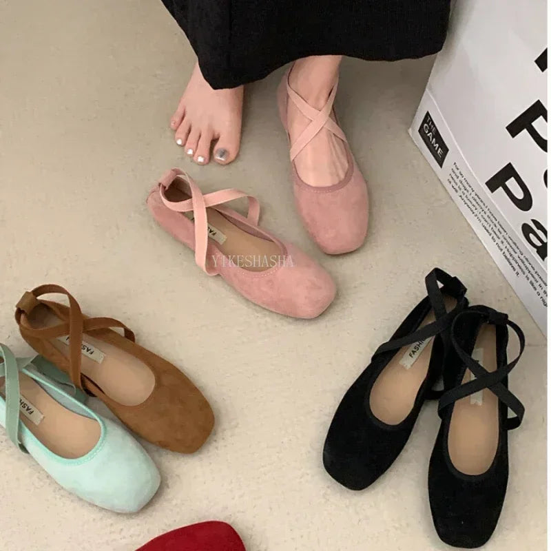 2025 New Spring Summer Flat Ballet Shoes Women's Shoes Retro Mary Jane Shoes Ballet Flats Women Zapatos Mujer