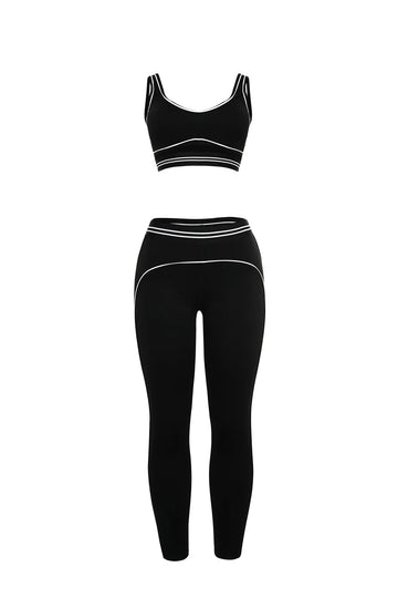 AIAI Lemon Women Bra Legging Fitness Yoga Sets Tight Pants Shoulder Straps Sport Bra Slimming Elastic Fitness Running Sets