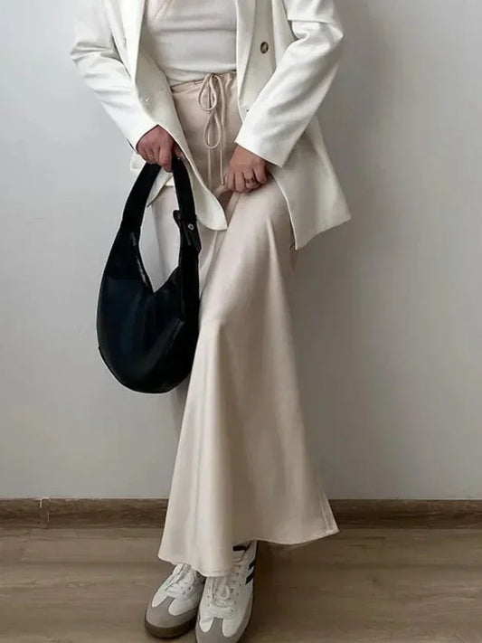 Elegant High Waisted Slim Skirts Casual Grey Simple Women's Skirt Fashion New Straight Ankle-Length Skirt Female Clothing