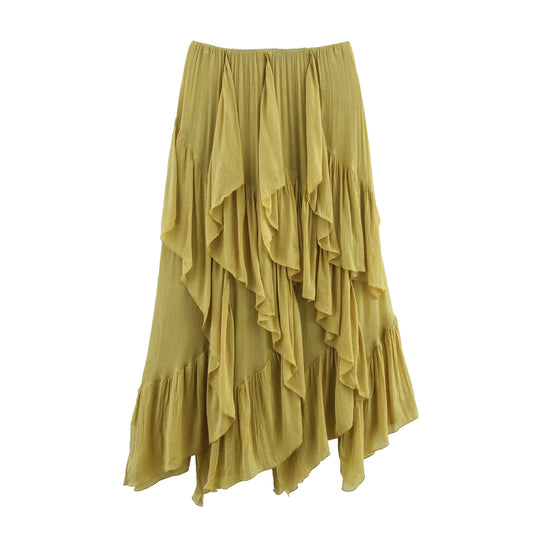 Women's Half Skirt Fashion Splicing Irregular Versatile Solid Color Temperament Summer New Half Skirt