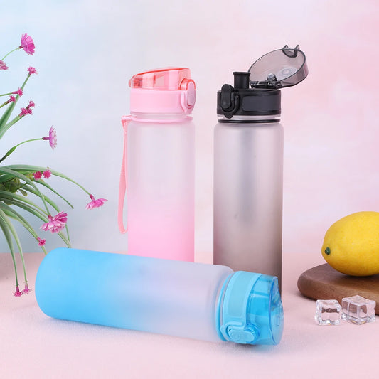 500/1000ML Water Bottle Sport Frosted Water Bottle Outdoor Leak Proof Portable Drinking Cup with Handle for Outdoor Gym Sports