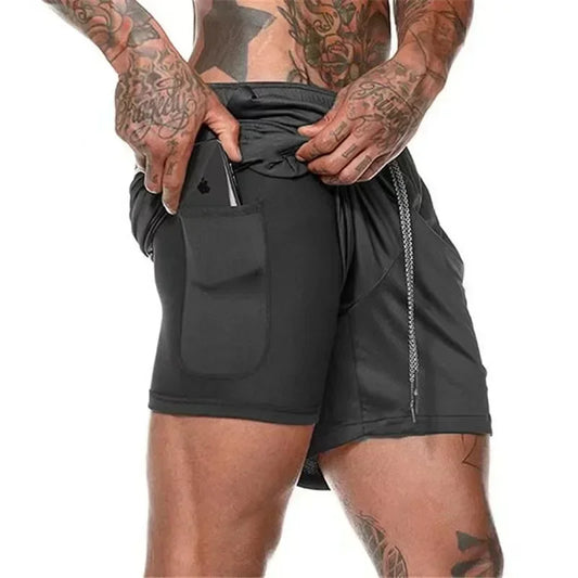 Running Shorts Men Gym Sports Shorts 2 In 1 Quick Dry Workout Training Gym Fitness Jogging Short Pants Summer Men Shorts