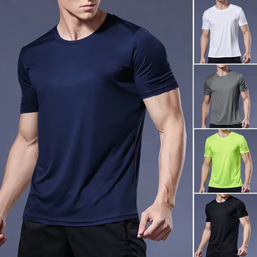 Men's Summer Loose Breathable Short Sleeve Outdoor Cycling Quick Dry Top Running Tracksuits Fitness T-shirts Muscle Tights