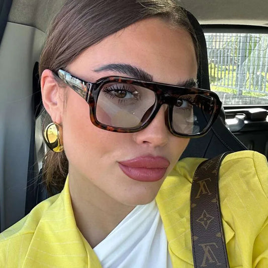 Trendy Women's Square Frame Sunglasses New Retro Trendy Sun Glasses High-End Street Photography Glasses