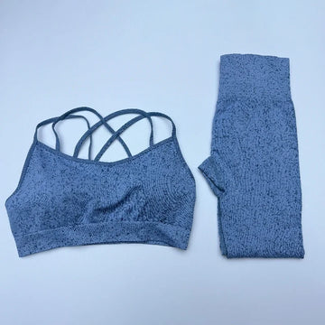 Seamless Cross Sports Bra Vest Leggings Suit High Waist Fitness High Elastic SportsTop Woman Gym Running Yoga Butt Lift Tights