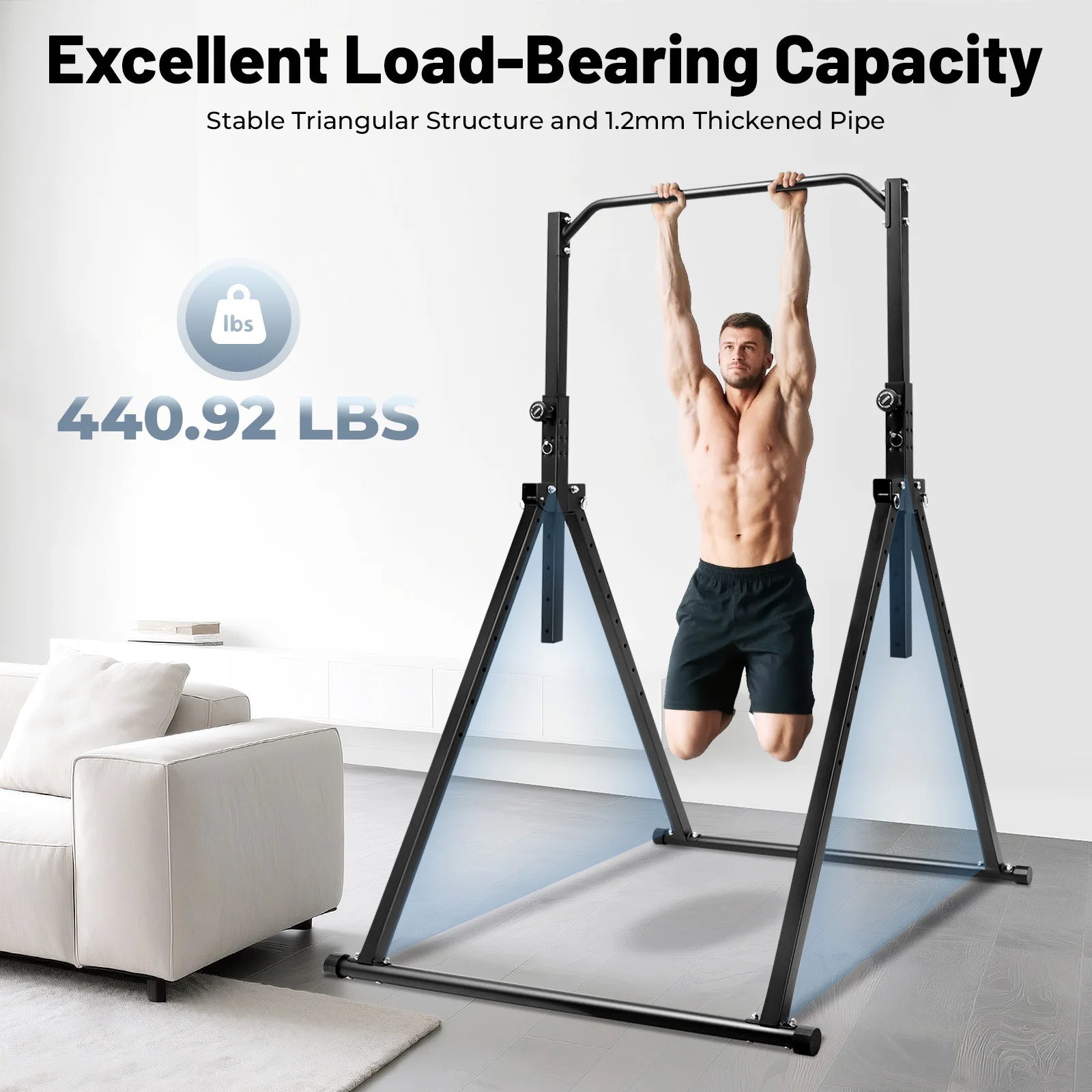 Power Tower Pull Up Bar Dip Station Assistive Trainer for Home Gym Strength Training Workout Equipment 440lb