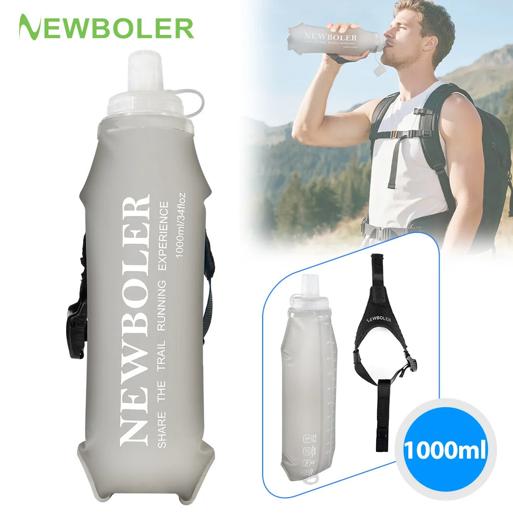 NEWBOLER Foldable Wristband Water Bottle 800/1000ml Soft Bottle TPU Moisturizing Water Bottle Run Fixed Anti Slip Outdoor Sports