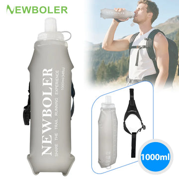 NEWBOLER Foldable Wristband Water Bottle 800/1000ml Soft Bottle TPU Moisturizing Water Bottle Run Fixed Anti Slip Outdoor Sports