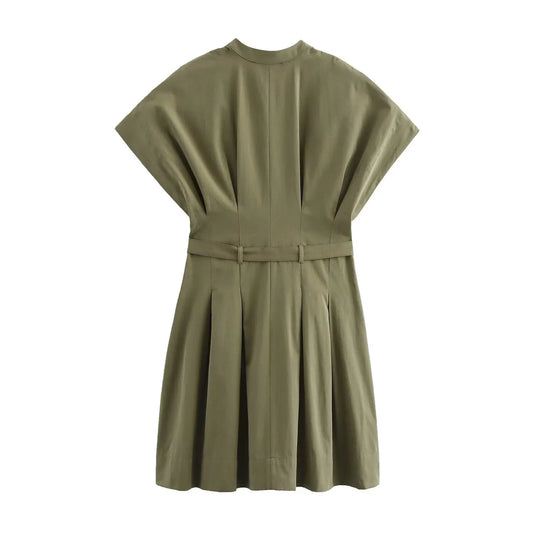 Autumn New Women's Clothing European And American Style Fashionable Temperament Casual Pleated Short Dress