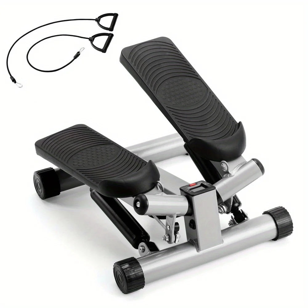 Adjustable Foot Stepper with Resistance Bands for Home Fitness, Black
