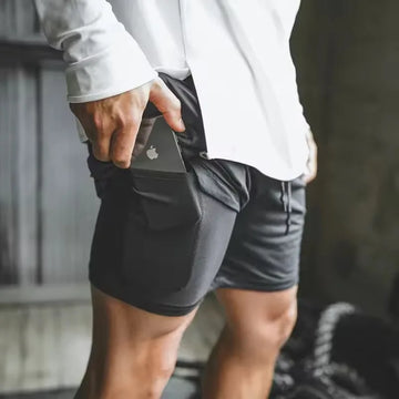 Men's Quick Dry Double Layer Fitness Shorts for Gym Training 2 in 1 Sports Jogging Workout Summer Casual Shorts