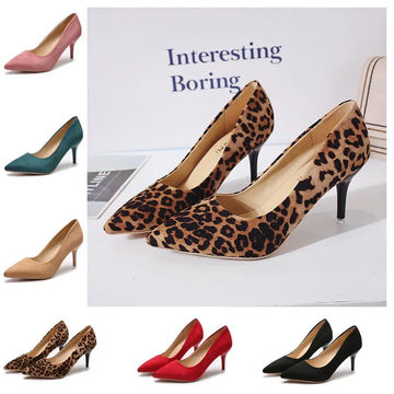 Plus Size 44 Sexy Elegant Women's Fashion Shoes Leopard Print Fashion Pointed Toe High Heels 8.5cm Sandals Chaussure Femme 2025