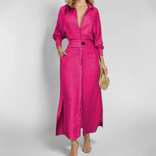 Elegant Fashionable Women's Dress Amazon Europe Asia 2025 Spring Idle Style Solid Color Long Sleeve Clothing For Women