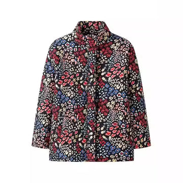New Turtleneck Casual Coat Women Cotton Fashion Jacket Print Long Sleeve Zipper Thick Warm Women Jacket Retro Chic Clothes